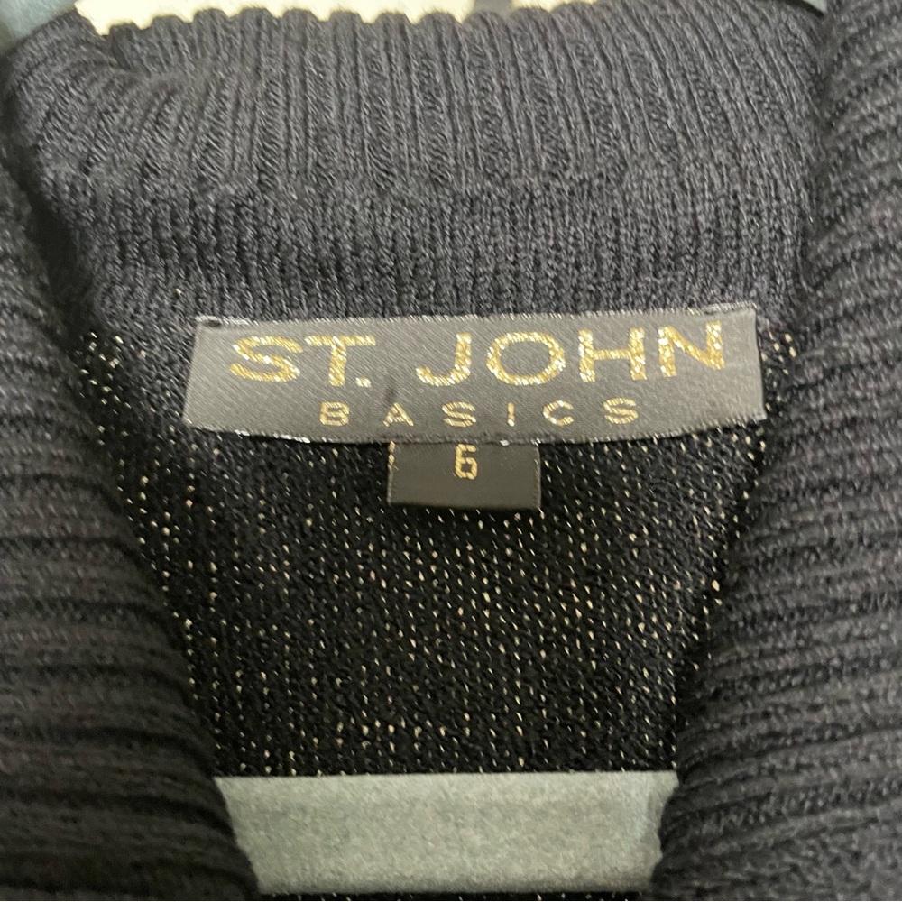 St. John Black Wool Knit Collared Button Down Min… - image 3